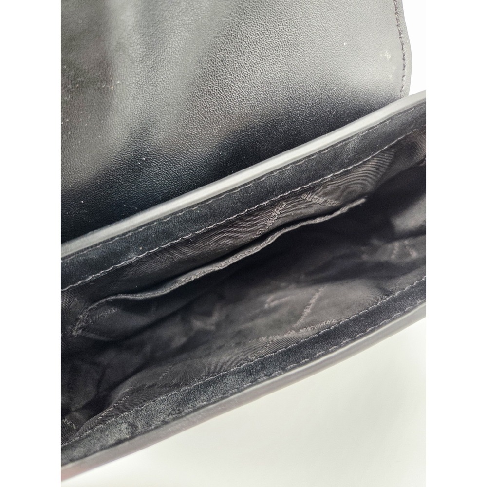 Michael Kors Lyra Small Flap Crossbody MK Key Lock Bag Black Leather - Picture 6 of 9